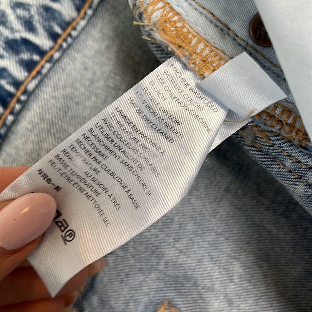 EUC “We The Free” Free People Destroyed Medium Acid Straight Leg Jeans Size  28 - Picture 11 of 13